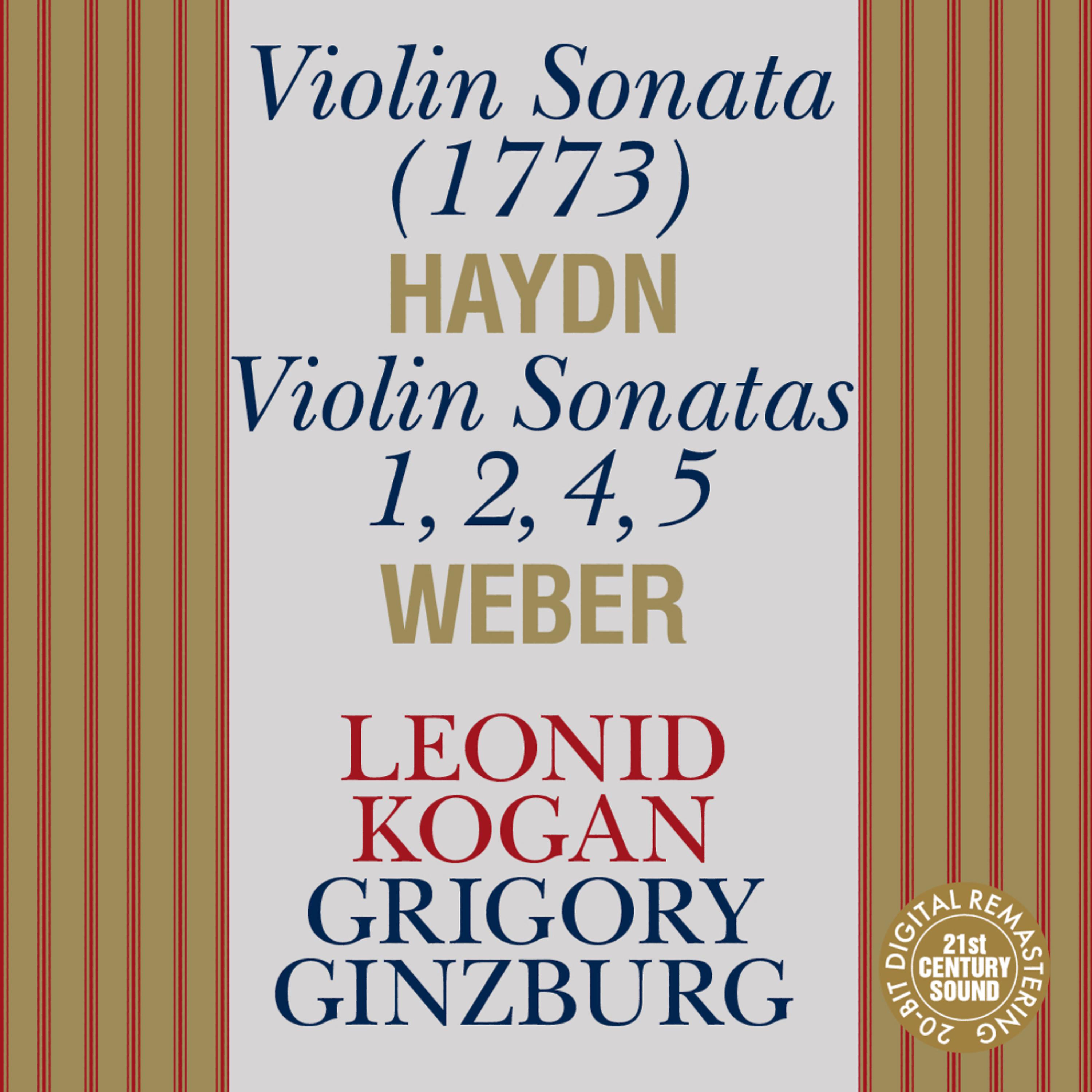 Постер альбома Leonid Kogan & Grigory Ginsburg Play Haydn & Weber