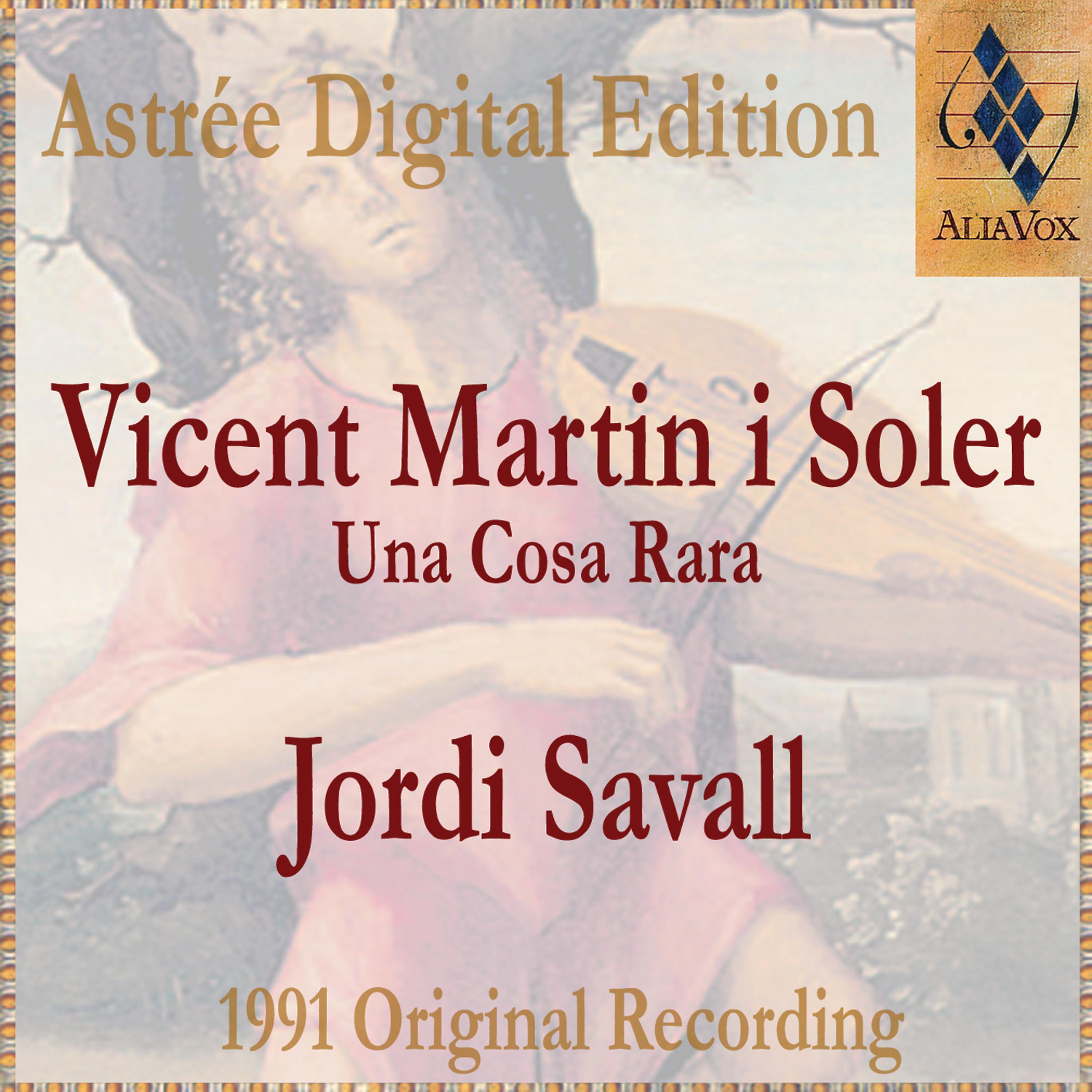 Постер альбома Vicent Martin I Soler: Una Cosa Rara