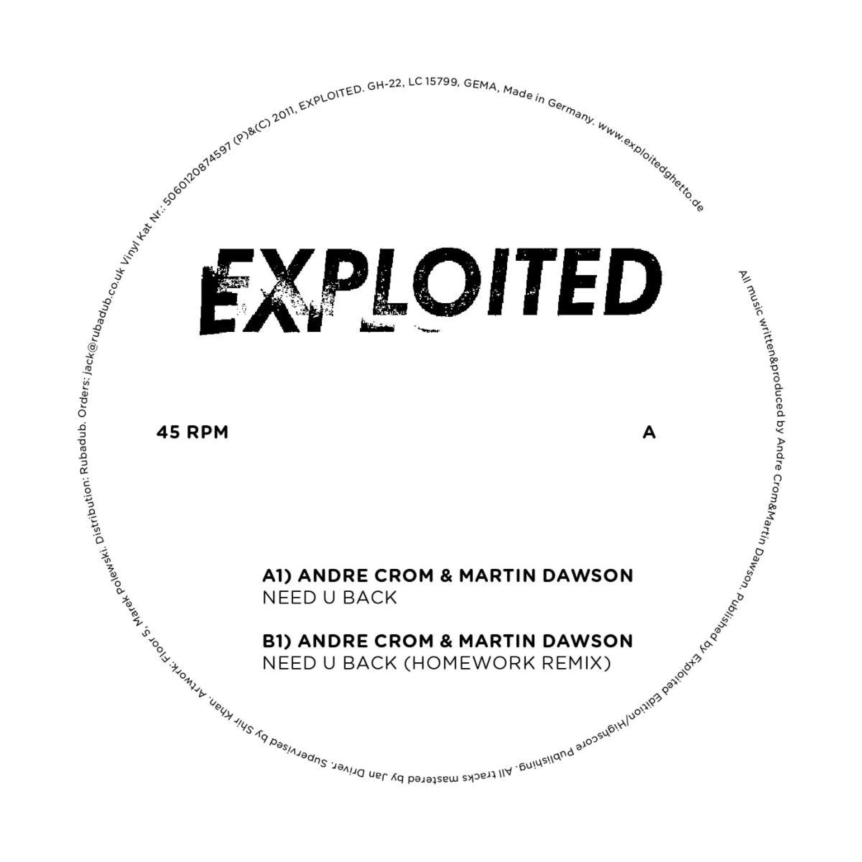 Andre Crom - Need U Back (Homework Remix)