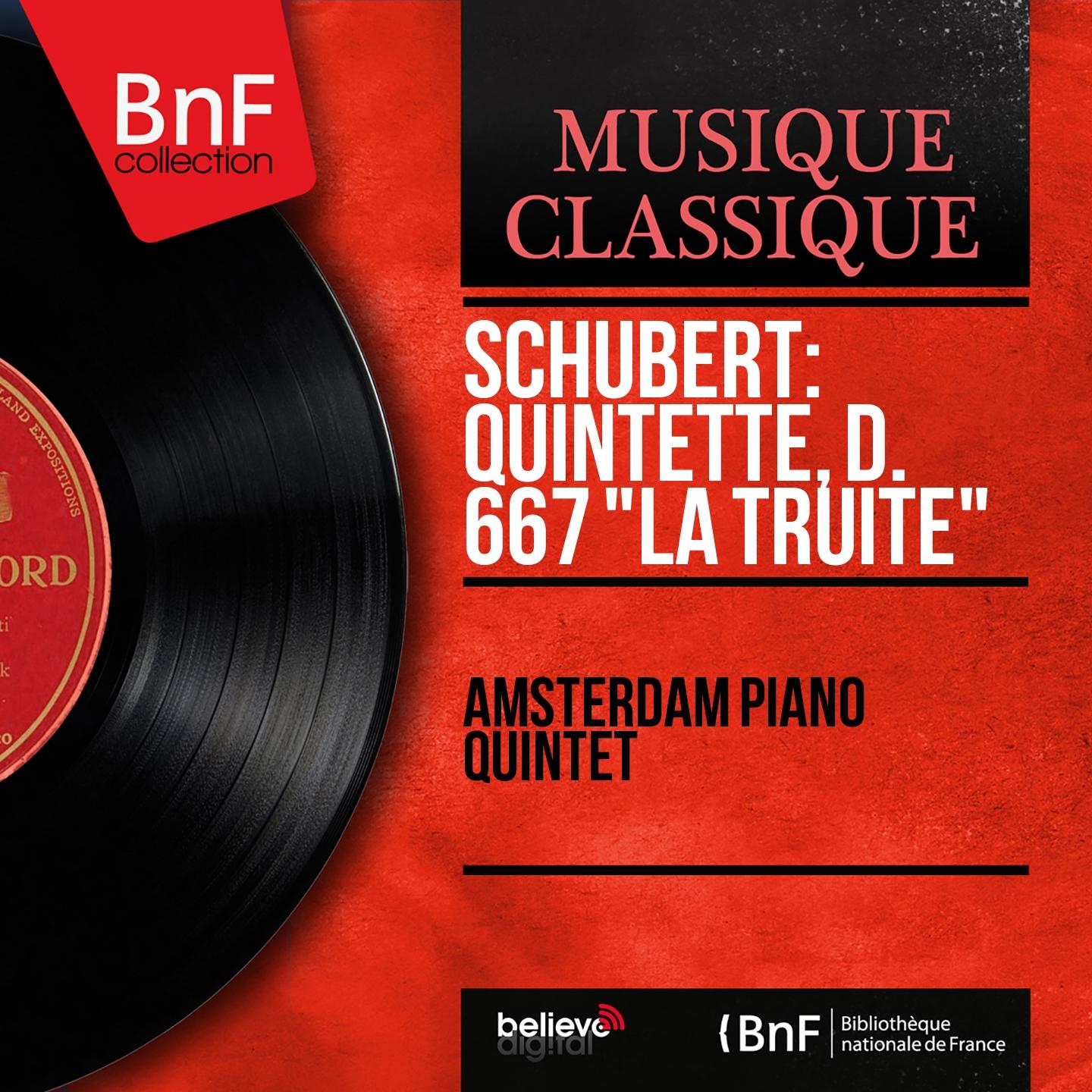 Постер альбома Schubert: Quintette, D. 667 "La truite" (Mono Version)