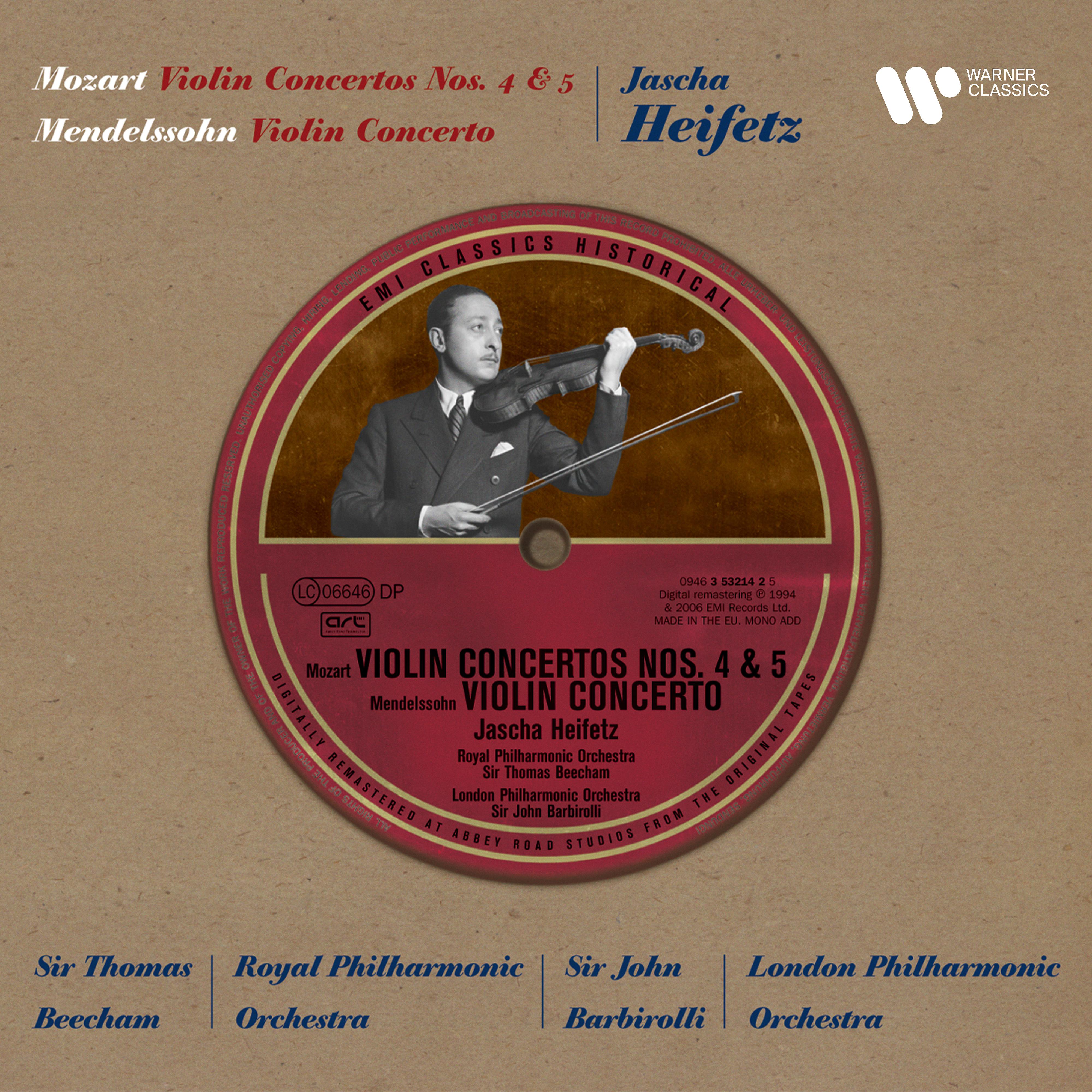 Jascha Heifetz - Violin Concerto No. 5 in A Major, K. 219 