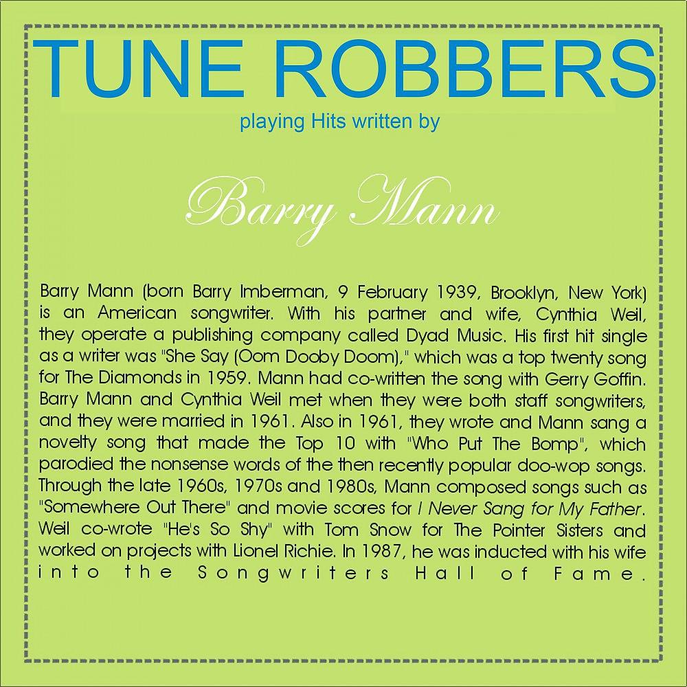 Постер альбома Tune Robbers Playing Hits Written by Barry Mann