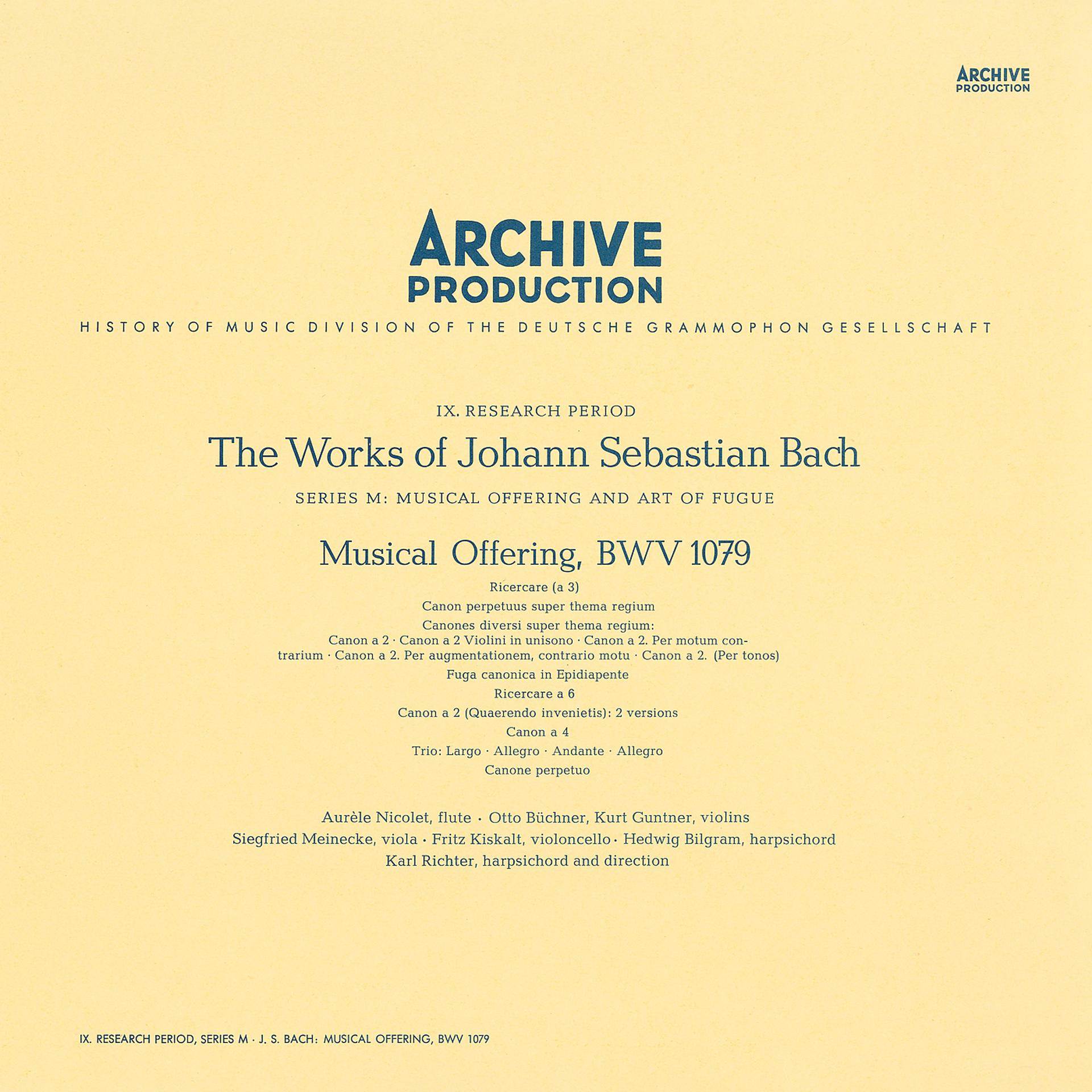 Постер альбома Bach: Musical Offering, BWV 1079