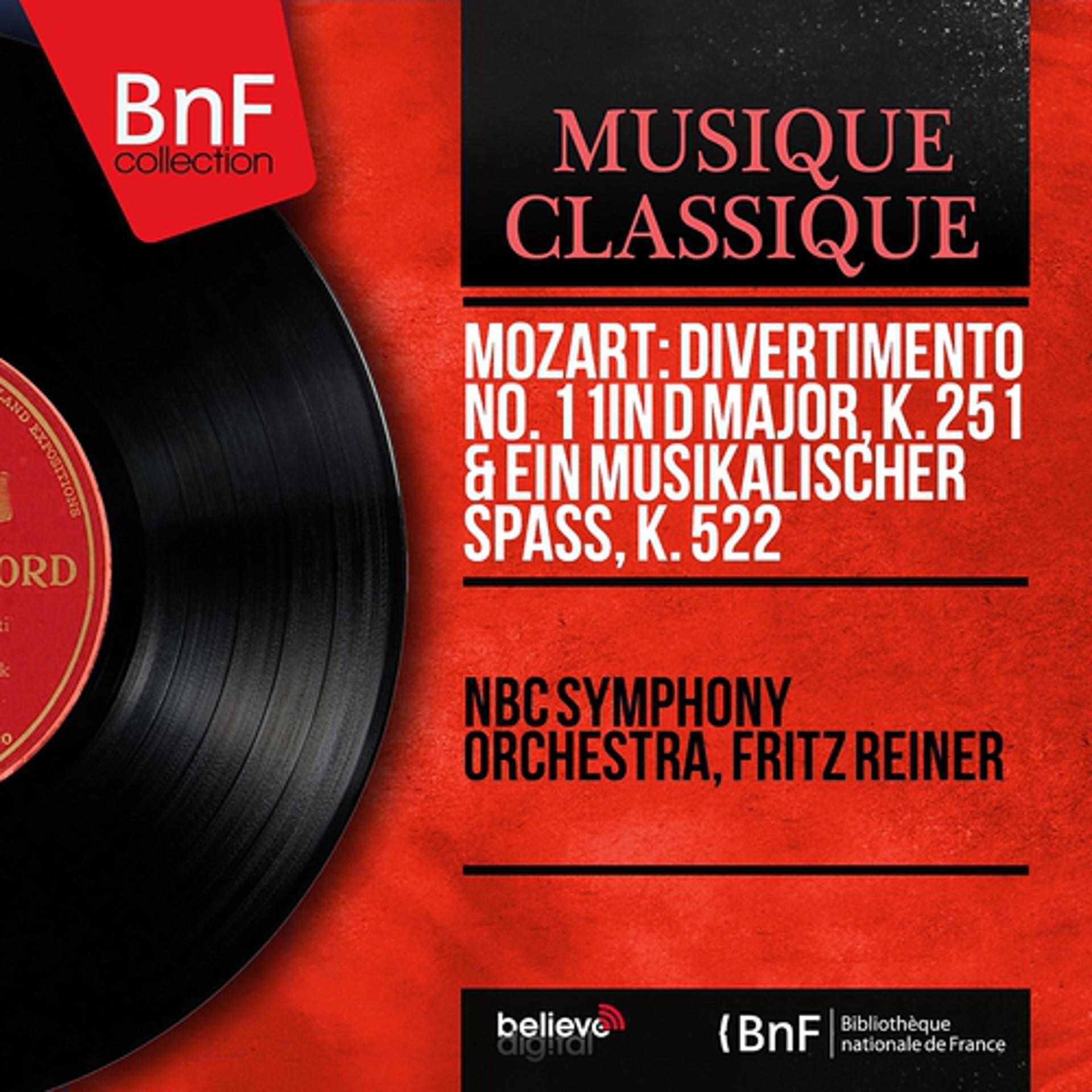 Постер альбома Mozart: Divertimento No. 11 in D Major, K. 251 & Ein musikalischer Spaß, K. 522 (Mono Version)
